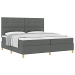 vidaXL Pat cu arcuri cu saltea Gri închis 200 x 200 cm țesătură vidaXL Pat cu arcuri cu saltea Gri închis 200 x 200 cm țesătură