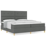 vidaXL Pat cu arcuri cu saltea Gri închis 200 x 200 cm țesătură vidaXL Pat cu arcuri cu saltea Gri închis 200 x 200 cm țesătură