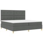 vidaXL Pat cu arcuri cu saltea Gri închis 200 x 200 cm țesătură vidaXL Pat cu arcuri cu saltea Gri închis 200 x 200 cm țesătură