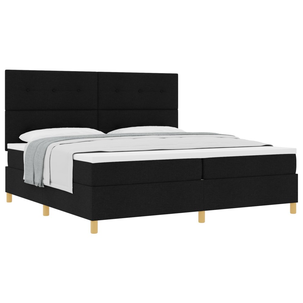 vidaXL Pat cu arcuri cu saltea Negru 200 x 200 cm țesătură