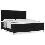 vidaXL Pat cu arcuri cu saltea Negru 200 x 200 cm țesătură vidaXL Pat cu arcuri cu saltea Negru 200 x 200 cm țesătură