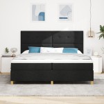 vidaXL Pat cu arcuri cu saltea Negru 200 x 200 cm țesătură vidaXL Pat cu arcuri cu saltea Negru 200 x 200 cm țesătură