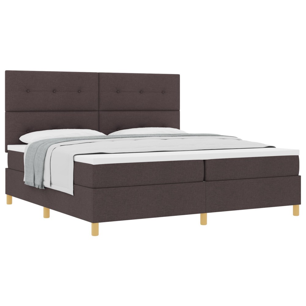 vidaXL Pat cu arcuri cu saltea Maro închis 200 x 200 cm țesătură