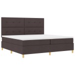 vidaXL Pat cu arcuri cu saltea Maro închis 200 x 200 cm țesătură vidaXL Pat cu arcuri cu saltea Maro închis 200 x 200 cm țesătură