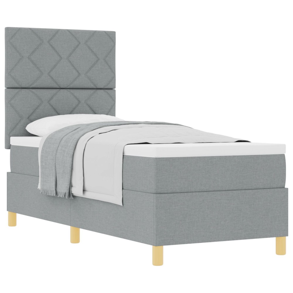 vidaXL Pat cu arcuri cu saltea Gri deschis 80 x 200 cm țesătură