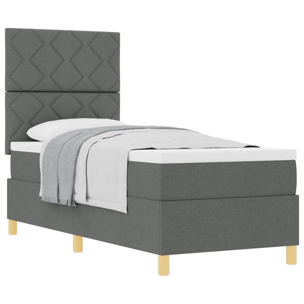 vidaXL Pat cu arcuri cu saltea Gri închis 80 x 200 cm țesătură