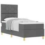 vidaXL Pat cu arcuri cu saltea Gri închis 80 x 200 cm țesătură vidaXL Pat cu arcuri cu saltea Gri închis 80 x 200 cm țesătură