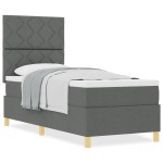 vidaXL Pat cu arcuri cu saltea Gri închis 80 x 200 cm țesătură vidaXL Pat cu arcuri cu saltea Gri închis 80 x 200 cm țesătură