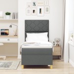 vidaXL Pat cu arcuri cu saltea Gri închis 80 x 200 cm țesătură vidaXL Pat cu arcuri cu saltea Gri închis 80 x 200 cm țesătură