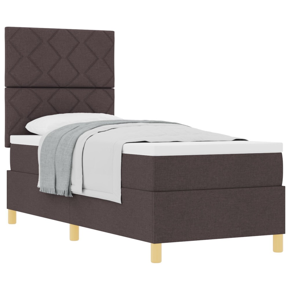 vidaXL Pat cu arcuri cu saltea Maro închis 80 x 200 cm țesătură