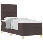 vidaXL Pat cu arcuri cu saltea Maro închis 80 x 200 cm țesătură vidaXL Pat cu arcuri cu saltea Maro închis 80 x 200 cm țesătură