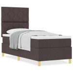 vidaXL Pat cu arcuri cu saltea Maro închis 80 x 200 cm țesătură vidaXL Pat cu arcuri cu saltea Maro închis 80 x 200 cm țesătură