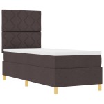 vidaXL Pat cu arcuri cu saltea Maro închis 80 x 200 cm țesătură vidaXL Pat cu arcuri cu saltea Maro închis 80 x 200 cm țesătură