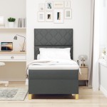 vidaXL Pat cu arcuri cu saltea Gri închis 90 x 200 cm țesătură vidaXL Pat cu arcuri cu saltea Gri închis 90 x 200 cm țesătură