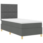vidaXL Pat cu arcuri cu saltea Gri închis 90 x 200 cm țesătură vidaXL Pat cu arcuri cu saltea Gri închis 90 x 200 cm țesătură