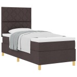 vidaXL Pat cu arcuri cu saltea Maro închis 90 x 200 cm țesătură vidaXL Pat cu arcuri cu saltea Maro închis 90 x 200 cm țesătură