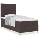 vidaXL Pat cu arcuri cu saltea Maro închis 90 x 200 cm țesătură vidaXL Pat cu arcuri cu saltea Maro închis 90 x 200 cm țesătură