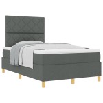 vidaXL Pat cu arcuri cu saltea Gri închis 120 x 190 cm țesătură vidaXL Pat cu arcuri cu saltea Gri închis 120 x 190 cm țesătură