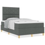 vidaXL Pat cu arcuri cu saltea Gri închis 120 x 190 cm țesătură vidaXL Pat cu arcuri cu saltea Gri închis 120 x 190 cm țesătură