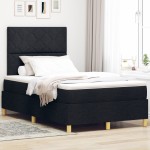 vidaXL Pat cu arcuri cu saltea Negru 120 x 190 cm țesătură vidaXL Pat cu arcuri cu saltea Negru 120 x 190 cm țesătură