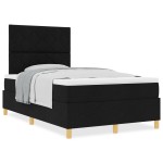 vidaXL Pat cu arcuri cu saltea Negru 120 x 190 cm țesătură vidaXL Pat cu arcuri cu saltea Negru 120 x 190 cm țesătură