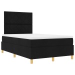 vidaXL Pat cu arcuri cu saltea Negru 120 x 190 cm țesătură vidaXL Pat cu arcuri cu saltea Negru 120 x 190 cm țesătură