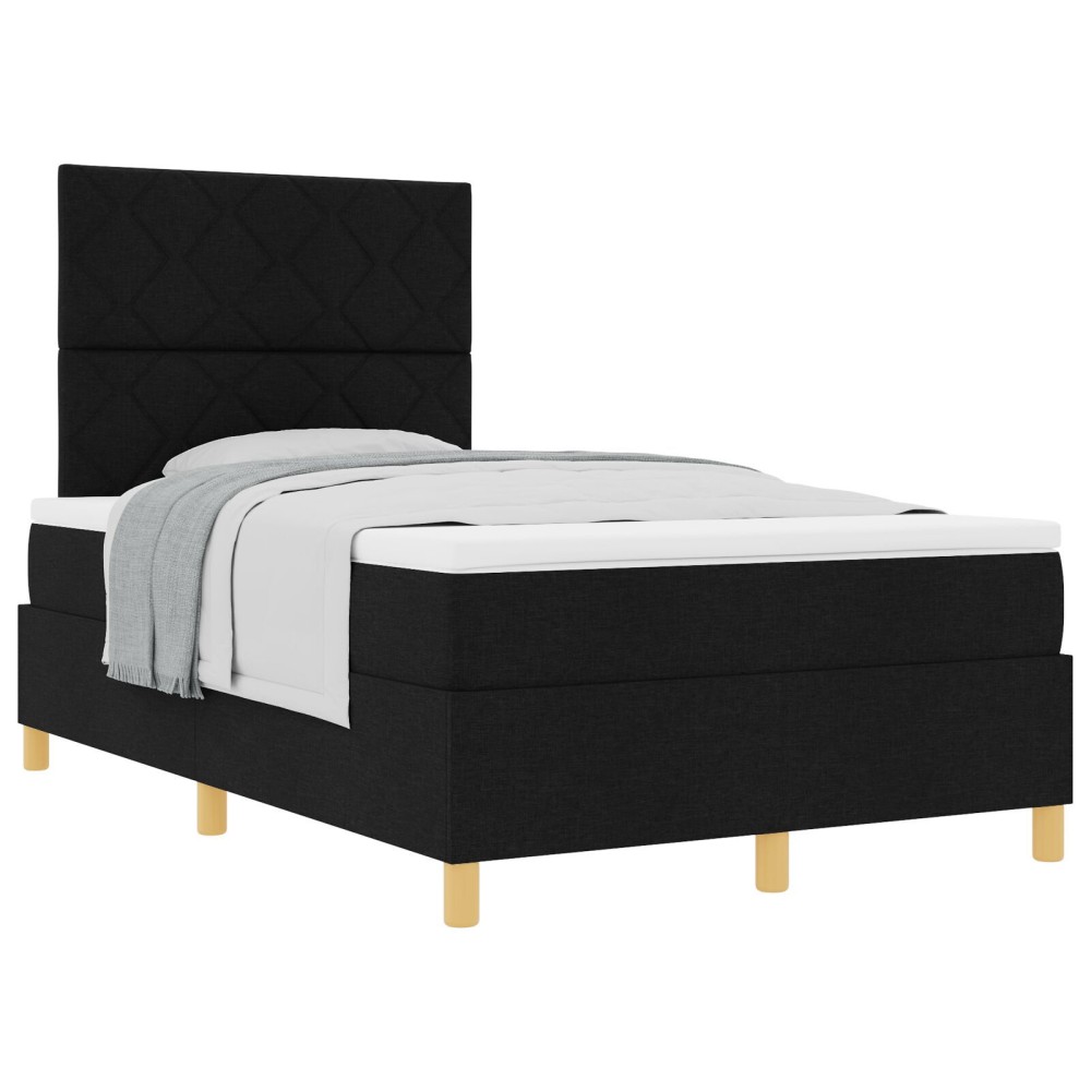 vidaXL Pat cu arcuri cu saltea Negru 120 x 200 cm țesătură