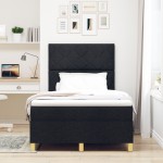 vidaXL Pat cu arcuri cu saltea Negru 120 x 200 cm țesătură vidaXL Pat cu arcuri cu saltea Negru 120 x 200 cm țesătură