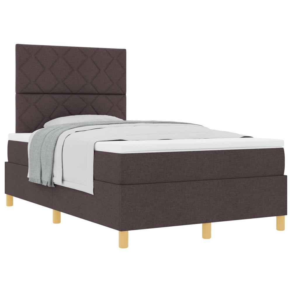 vidaXL Pat cu arcuri cu saltea Maro închis 120 x 200 cm țesătură