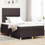 vidaXL Pat cu arcuri cu saltea Maro închis 120 x 200 cm țesătură vidaXL Pat cu arcuri cu saltea Maro închis 120 x 200 cm țesătură