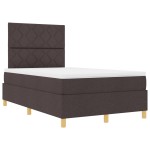 vidaXL Pat cu arcuri cu saltea Maro închis 120 x 200 cm țesătură vidaXL Pat cu arcuri cu saltea Maro închis 120 x 200 cm țesătură