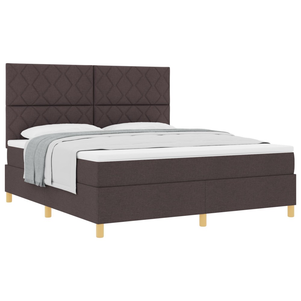vidaXL Pat cu arcuri cu saltea Maro închis 180 x 200 cm țesătură
