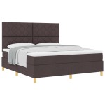 vidaXL Pat cu arcuri cu saltea Maro închis 180 x 200 cm țesătură vidaXL Pat cu arcuri cu saltea Maro închis 180 x 200 cm țesătură