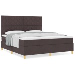 vidaXL Pat cu arcuri cu saltea Maro închis 180 x 200 cm țesătură vidaXL Pat cu arcuri cu saltea Maro închis 180 x 200 cm țesătură