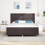vidaXL Pat cu arcuri cu saltea Maro închis 180 x 200 cm țesătură vidaXL Pat cu arcuri cu saltea Maro închis 180 x 200 cm țesătură