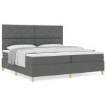 vidaXL Pat cu arcuri cu saltea Gri închis 200 x 200 cm țesătură vidaXL Pat cu arcuri cu saltea Gri închis 200 x 200 cm țesătură