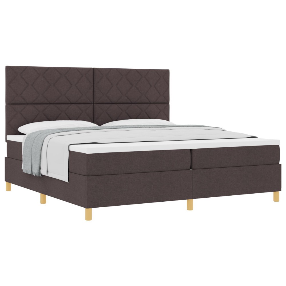 vidaXL Pat cu arcuri cu saltea Maro închis 200 x 200 cm țesătură