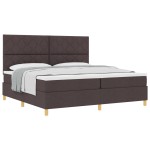 vidaXL Pat cu arcuri cu saltea Maro închis 200 x 200 cm țesătură vidaXL Pat cu arcuri cu saltea Maro închis 200 x 200 cm țesătură
