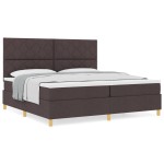 vidaXL Pat cu arcuri cu saltea Maro închis 200 x 200 cm țesătură vidaXL Pat cu arcuri cu saltea Maro închis 200 x 200 cm țesătură