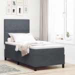 vidaXL Pat cu arcuri cu saltea Gri închis 90 x 200 cm Catifea vidaXL Pat cu arcuri cu saltea Gri închis 90 x 200 cm Catifea