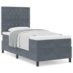 vidaXL Pat cu arcuri cu saltea Gri închis 90 x 200 cm Catifea vidaXL Pat cu arcuri cu saltea Gri închis 90 x 200 cm Catifea