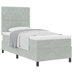 Pat cu saltea Box Spring vidaXL Gri deschis 100x200 cm Catifea Pat cu saltea Box Spring vidaXL Gri deschis 100x200 cm Catifea