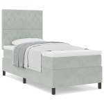 Pat cu saltea Box Spring vidaXL Gri deschis 100x200 cm Catifea Pat cu saltea Box Spring vidaXL Gri deschis 100x200 cm Catifea