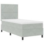 Pat cu saltea Box Spring vidaXL Gri deschis 100x200 cm Catifea Pat cu saltea Box Spring vidaXL Gri deschis 100x200 cm Catifea