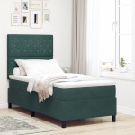 vidaXL Pat cu arcuri cu saltea Verde închis 100 x 200 cm Catifea vidaXL Pat cu arcuri cu saltea Verde închis 100 x 200 cm Catifea