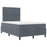 Pat cu arcuri box și saltea vidaXL Gri Închis 120x200 cm Catifea Pat cu arcuri box și saltea vidaXL Gri Închis 120x200 cm Catifea