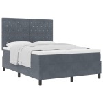 vidaXL Pat cu arcuri cu saltea Gri închis 140 x 190 cm Catifea vidaXL Pat cu arcuri cu saltea Gri închis 140 x 190 cm Catifea