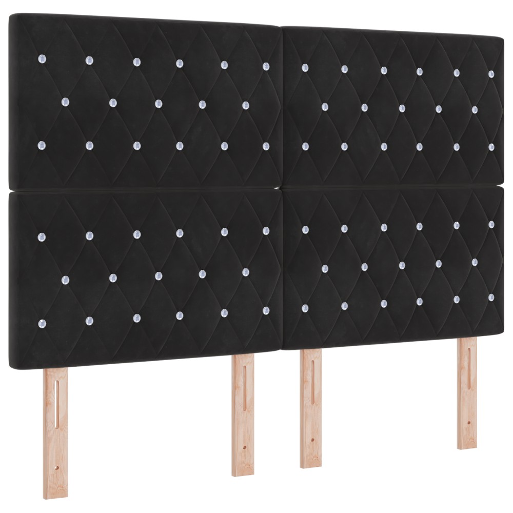 Pat cu saltea vidaXL, Negru, 160x200 cm, Catifea