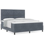 vidaXL Pat cu arcuri cu saltea Gri închis 180 x 200 cm Catifea vidaXL Pat cu arcuri cu saltea Gri închis 180 x 200 cm Catifea