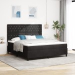Pat Box Spring vidaXL cu Saltea Negru Super King Catifea Pat Box Spring vidaXL cu Saltea Negru Super King Catifea